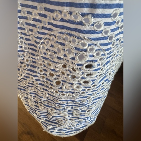 Cartolina Nantucket Blue White Marin 100% Cotton Eyelet Halter Top New Large nwt - Picture 7 of 10